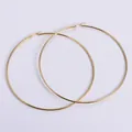 Classic large 15mm-105mm gold plated stainless steel hoop earrings with snap closure - Giant Size / Gold
