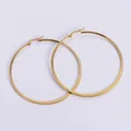 Polished gold stainless steel large hoop earrings with minimalist latch back closure - Gold / 65mm