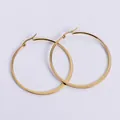 Classic gold titanium steel flat hoop earrings with a polished finish and latch back - Gold / 55mm