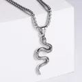 Collana con pendente a serpente in acciaio inossidabile argento con trama a scaglie - Solo Ciondolo (Senza Catena) / Colore acciaio