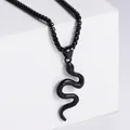 Pendente creativo a serpente in acciaio inossidabile nero con scaglie e catena a scatola - Solo Ciondolo (Senza Catena) / Nero