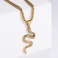 Collana con ciondolo a serpente dorato in acciaio inossidabile con texture a scaglie - Solo Ciondolo (Senza Catena) / Oro
