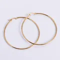 Classic 18k gold plated stainless steel large hoop earrings with polished finish - Extra Large Size / Gold