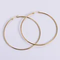 Classic large golden stainless steel hoop earrings with smooth polished finish for women - Double Extra Large Size / Gold