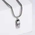 Pendentif tête Moai argenté vintage sur chaîne maille box ronde pour hommes - Couleur acier (Pendentif uniquement)