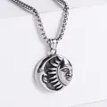 Retro Edelstahl-Halskette mit Sonne und Mond Anhänger und Vintage-Silberkette - Mit Kette / Stahlfarben