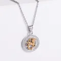 Collier argenté avec un pendentif bicolore rond représentant le signe Capricorne - Capricorne