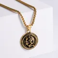 Collar zodiaco retro de acero inoxidable dorado con colgante redondo sobre bloques blancos - Virgo (Sin Cadena) / Dorado