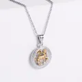 Collier avec pendentif rond zodiaque Sagittaire en acier titane doré et argenté - Sagittaire