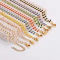 Set di sette bracciali a foglia di grano placcati oro con smalto multicolore - Oro 45cm+5cm / Bianco