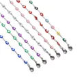 Collana malocchio in acciaio inossidabile con perline smaltate colorate e chiusura a moschettone - Stile bianco / Colore acciaio