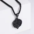 Retro black stainless steel necklace with Viking totem pendant on box chain - Without Chain / Black