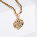 Vintage stainless steel double dragon totem pendant necklace with golden box chain - Without Chain / Gold