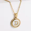 Collana in acciaio inossidabile placcata oro 18k con pendente lettera D in madreperla - Lettera D