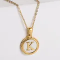 18k gold plated necklace with letter K pendant and white shell inlay for women - Letter K