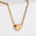 Minimalist 18K gold plated heart pendant necklace with engraved letter J detail - Letter J