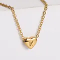 Polished 18K gold plated heart pendant necklace featuring the letter K on O-chain - Letter K