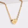 18K gold plated heart necklace with embossed letter Q pendant on elegant O-chain - Letter Q