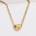 18K gold plated heart necklace featuring an engraved letter R pendant for women - Letter R