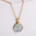 Collana in acciaio inossidabile placcata oro 18k con conchiglia viola e lettera H - Stile H