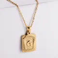 18k gold plated rectangular letter G pendant necklace with diamond cut texture - Letter G