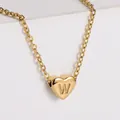 Polished 18K gold plated heart necklace with engraved letter W on a delicate O-chain - Letter W