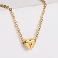 Golden 18K gold plated heart necklace with engraved letter Y on cable chain - Letter Y