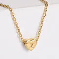 18K gold plated heart necklace featuring an embossed letter Z on a fine O-chain - Letter Z