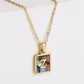 Collana placcata oro 18k con ciondolo rettangolare in madreperla e lettera Z - Lettera Z
