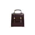 Sac à dos vintage en cuir PU marron foncé pour femme avec rabat et boucles dorées - Marron