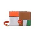 Borsa a tracolla con patchwork arancione e marrone a rombi e catena dorata - Patchwork Arancione e Marrone (Arancione)