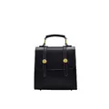 Sac à dos polyvalent en cuir noir avec ferrures dorées et style collège tendance - Noir