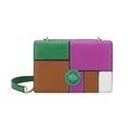 Borsa a tracolla patchwork colorata con trapuntatura a rombi e catena dorata - Patchwork Verde e Viola (Verde)