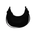 Minimalist black half-moon shoulder bag in smooth leather finish for women - Black