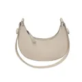 Minimalist beige half-moon crescent underarm bag with smooth matte leather finish - White