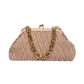 Beige Stepp-Umhängetasche mit goldener Kette und Vintage-Metallverschluss für Damen - Khaki