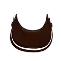 Minimalist half-moon shoulder bag in dark brown smooth leather finish for women - Brown