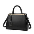 Borsa nera classica in pelle litchi con lati lucidi goffrati effetto coccodrillo - Borsa Singola / Nero