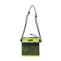 Mini bolso bandolera de nailon verde neón con bolsillo de malla negra y correa ajustable - Amarillo
