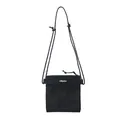 Bolso bandolera pequeño de nylon negro con bolsillo de malla y correa de cuerda - Negro