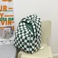 Zaino a scacchi verdi e bianchi con grande capacità e spallacci doppi per studenti - Verde