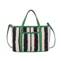 Grande borsa tote a righe verdi e bianche con tracolla rimovibile inclusa - Verde