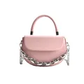 Borsa a sella rosa a semicerchio con catena argento e manico in pelle sintetica - Rosa