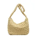Elegante borsa a spalla giallo chiaro con trama popcorn e design in tessuto a bolle - Giallo