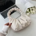 Elegante borsa a mano in ecopelle crema arricciata con manico a pieghe per donna - Bianco