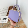 Purple geometric acrylic box bag with gold frame and chain strap for women - Violet