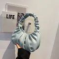 Borsa a spalla azzurra con design a pieghe alla moda e morbida texture in pelle PU - Blu