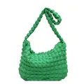 Sac à bandoulière hobo vert vif avec un design plissé en tissu à bulles - Vert