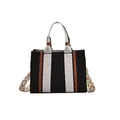 Sac fourre-tout en toile noire avec sangles gaufrées et bandoulière géométrique colorée - Noir / Petit