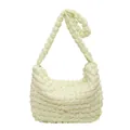 Sac à épaule vert clair à texture plissée popcorn avec un style minimaliste et élégant - Light jaune